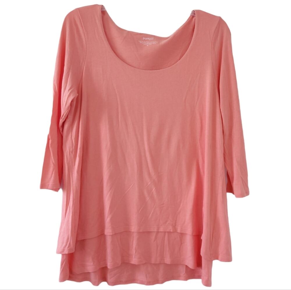 J. JILL Pure Jill Long Sleeve Casual Shirt Medium Orange, Cotton, Modal